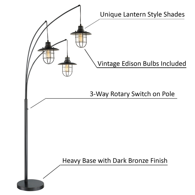 3-Lite Arch Lantern Floor Lamp - 89