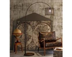 Black Mesh Shade Arched Floor Lamp - 50"H