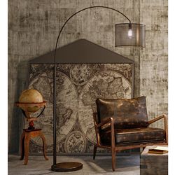 Black Mesh Shade Arched Floor Lamp - 50"H
