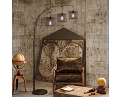 Three-Lite Black Mesh Shade Floor Lamp - 50"H