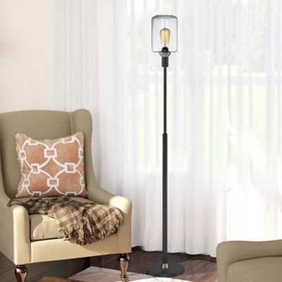 Black Metal Uplight Floor Lamp - 63"H