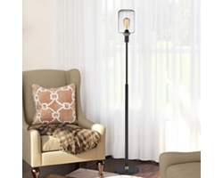 Black Metal Uplight Floor Lamp - 63"H