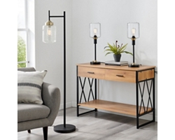 Black Metal Uplight Floor & Table Lamp - Set of 3