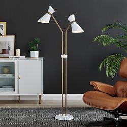 2-Lite Floor Lamp, Brass - 60"H