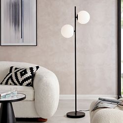 2-Lite Floor Lamp, Frosted Shade - 64"H