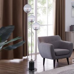 3-Lite Floor Lamp, Ribbed Dome Shades - 60"H