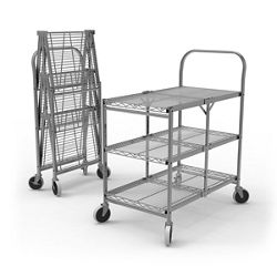 Three-Shelf Collapsible Wire Utility Cart