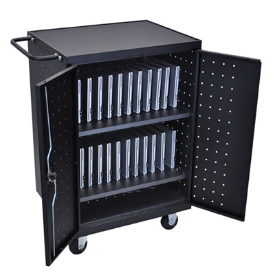 Mobile Lockable 24 Tablet Charging Cart- 40.175"H