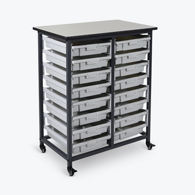 Mobile Storage Cart with 16 Small Bins – 37.5”H