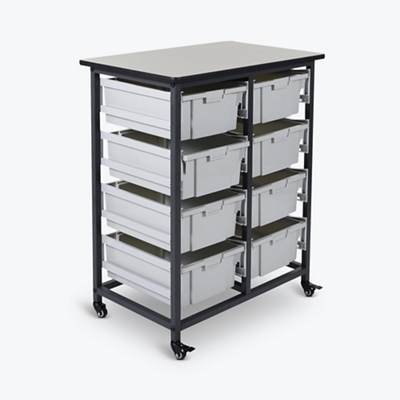Mobile Storage Cart with Eight Large Bins – 37.5”H