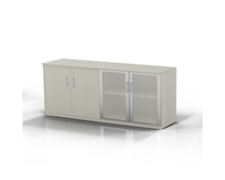 Glass Door Contemporary Storage Cabinet - 72"W