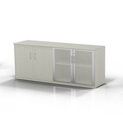Glass Door Contemporary Storage Cabinet - 72"W