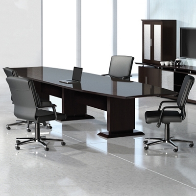 Curved Boat-Shaped Conference Table - 10'