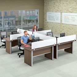 Metropolitan Four L-Desk Workstation Set