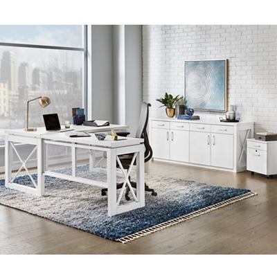 Urban L-Shaped Desk and Storage Credenza Set