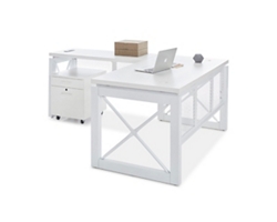 Urban White L-Shaped Desk with Storage Pedestal File