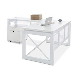 Urban White L-Shaped Desk with Storage Pedestal File