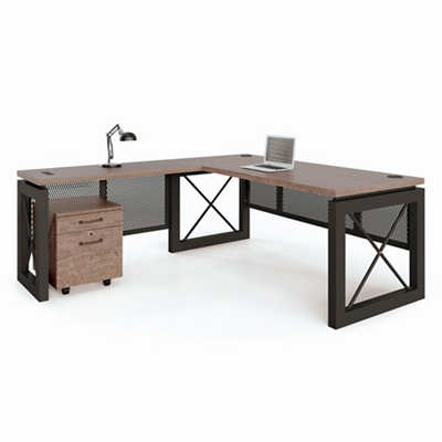 Urban Reversible 60"W x 32"D L-Shaped Desk with Pedestal