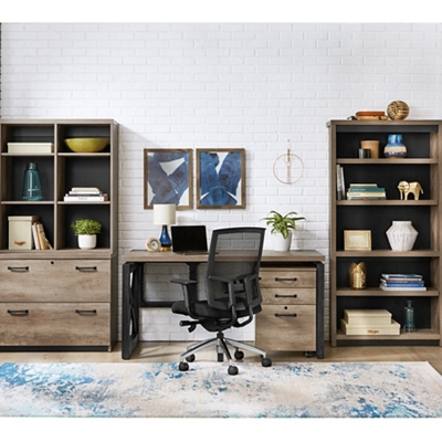 Urban 60" Desk Set with Open Bookshelf and Drawer Storage