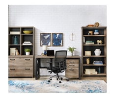 Urban 60" Desk Set with Open Bookshelf and Drawer Storage