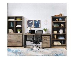 Urban 60" Desk Set with Open Bookshelf and Drawer Storage
