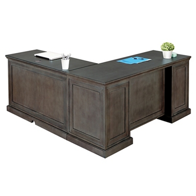 Statesman Adjustable Height L-Desk and Credenza Set with Right Return