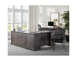 Statesman Adjustable Height L-Desk and Credenza Set with Right Return