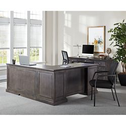 Statesman Adjustable Height L-Desk and Credenza Set with Right Return