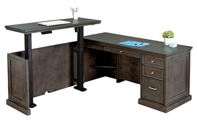 Statesman Adjustable Height L-Shaped Desk with Left Return - 65"W