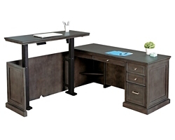 Statesman Adjustable Height L-Shaped Desk with Left Return - 65"W