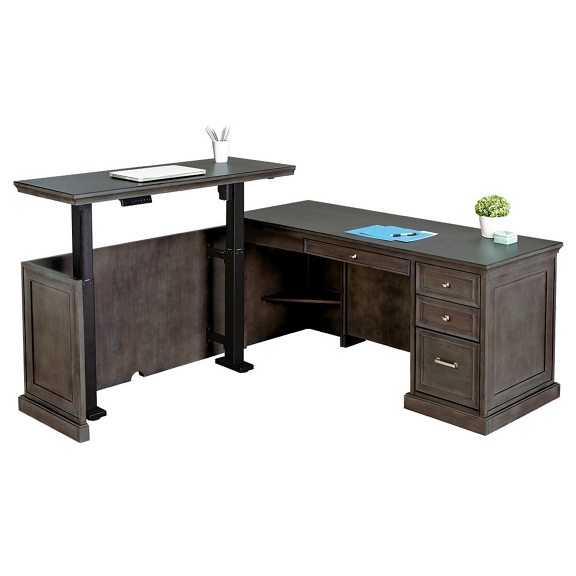 NBF Signature Series Statesman Lshaped Desk with Adjustable Height Left Return 65 W Chestnut Cherry 8828464 11