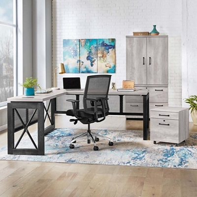 Urban Reversible L-Shaped Desk Set with File and Wardrobe