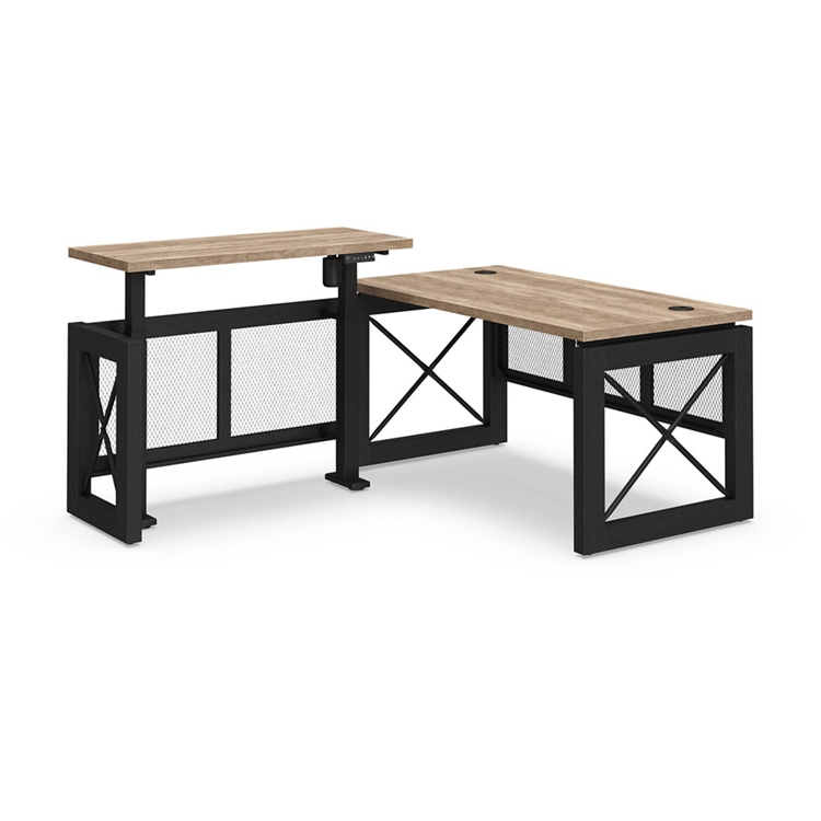 Urban L-Shaped Desk with Height Adjustable Standing Left Return