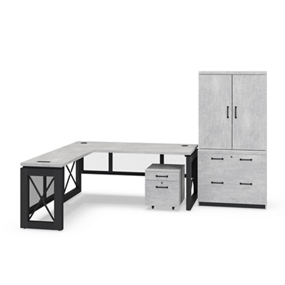 Urban Reversible L-Shaped Desk Set with File and Wardrobe