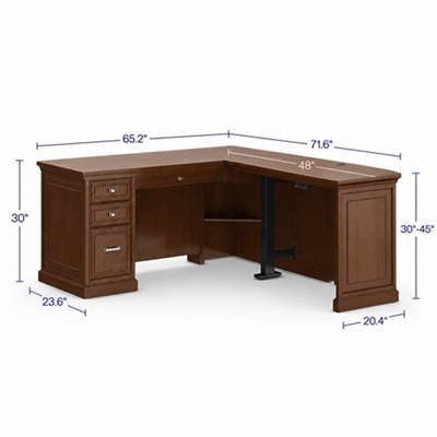 Statesman L-Shaped Standing Desk with Height Adjustable Right