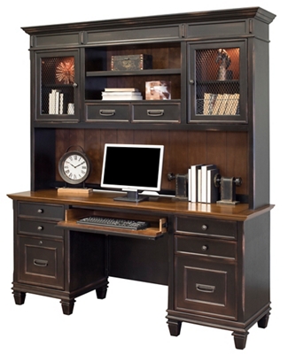 Martin Furniture 66W Wood Double Pedestal Executive Desk Dark Brown