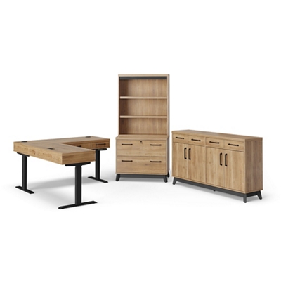 Trenton Adjustable-Height Left L-Desk w/ Storage Set