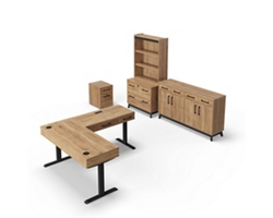Trenton Adjustable-Height Right L-Desk w/ File Storage Set