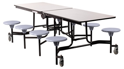 8' Cafeteria Table with 8 Stools - 30"W x 97"D