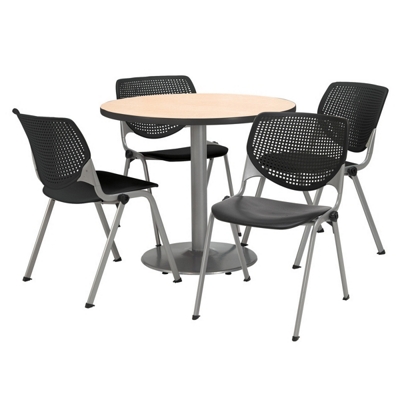 Modern Round Pedestal Table and Chair Set 