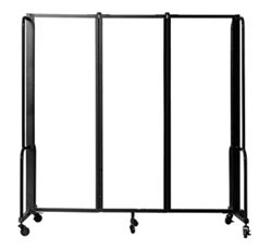 Robo Dividers Mobile Room Divider - Three Section Frosted Acrylic  - 6'H