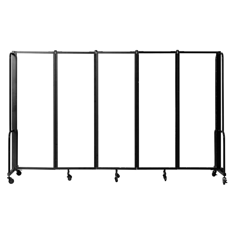 Robo Dividers Mobile Room Divider - Five Section Frosted Acrylic - 6'H