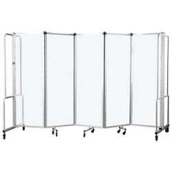 Robo Dividers Mobile Room Divider - Five Section Frosted Acrylic - 6'H