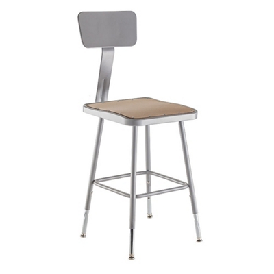 Adjustable height discount stool with back