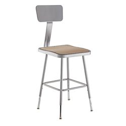 Adjustable Height Lab Stool with Backrest - 18-26"H