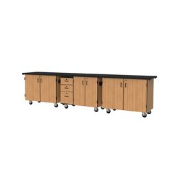 Science Cabinets Mobile Lab Carts w/ Drawers and Totes- 28"W x 144"D