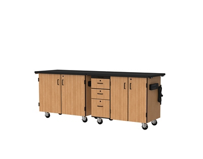 Science Cabinets Mobile Lab Carts w/ Totes and Drawers- 28"W x 96"D