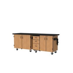 Science Cabinets Mobile Lab Carts w/ Totes and Drawers- 28"W x 96"D