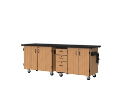 Science Cabinets Mobile Lab Carts w/ Totes and Drawers- 28"W x 96"D