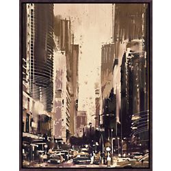 City Street Framed Canvas Art Print - 28"W x 36"H